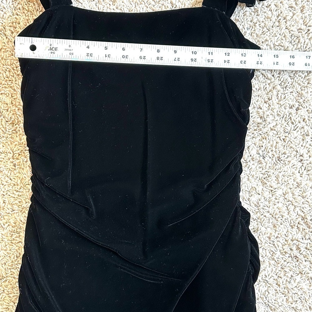 Vintage Oscar de la Renta Black Velvet Ruched Sides Bow Straps Formal Dress Sz S - Picture 15 of 17